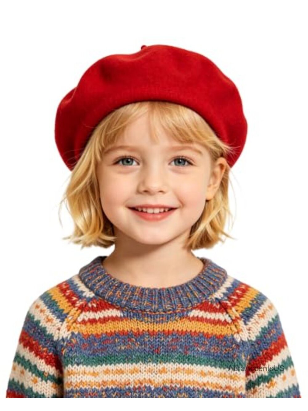 Kids French Beret Wool Hat Artist Style Solid Color Cap for Girls